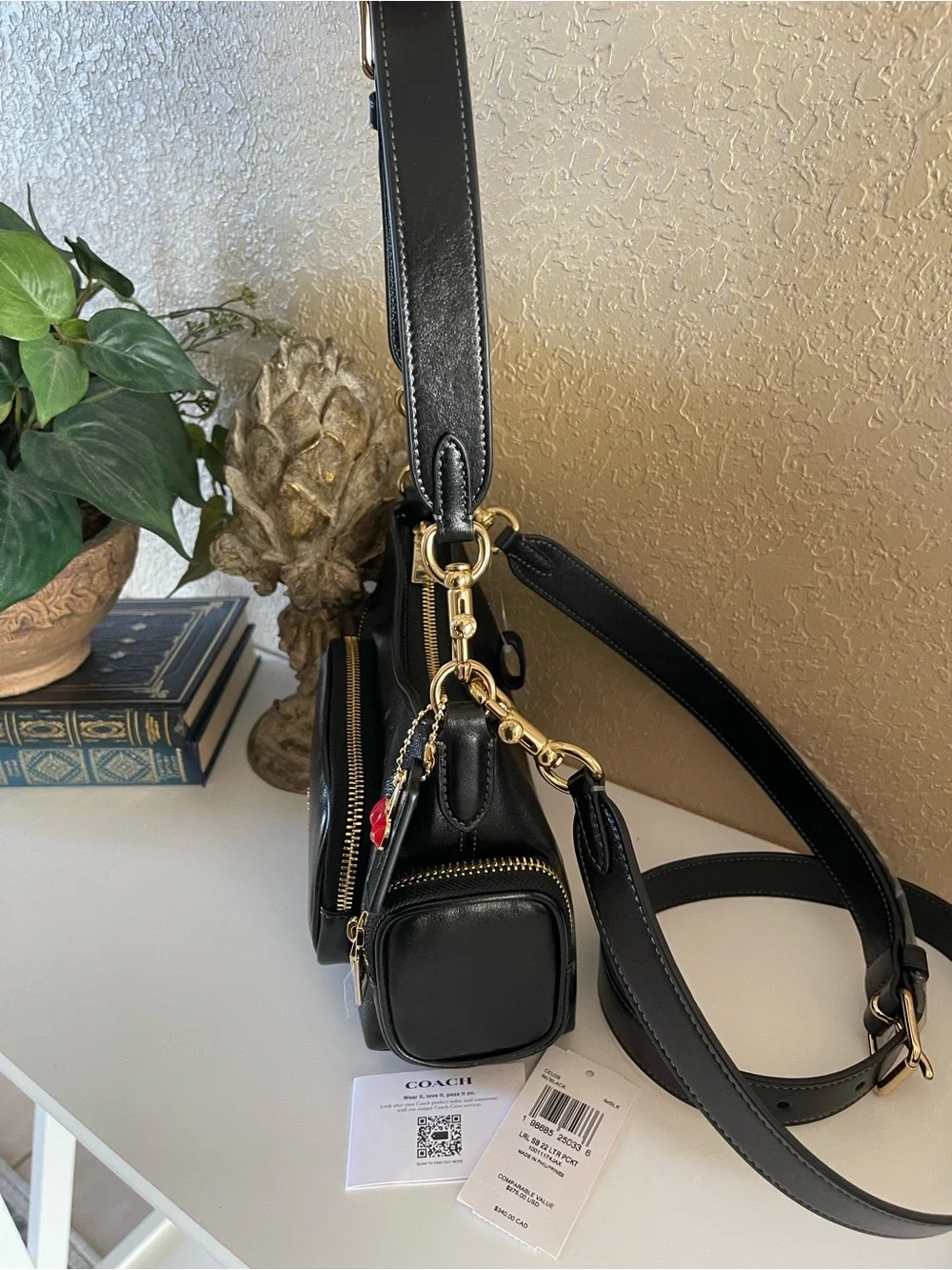 NWT Coach Laurel Shoulder Bag 22 with Pockets & Cherry Charm